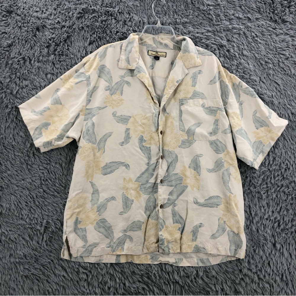 Tommy Bahama Shirt Mens XL 100 Silk Button Up Hawaiian Tropical Top